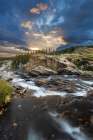 Swiftcurrent Falls at sunrise in Glacier National Park-Montana-USA Art Print